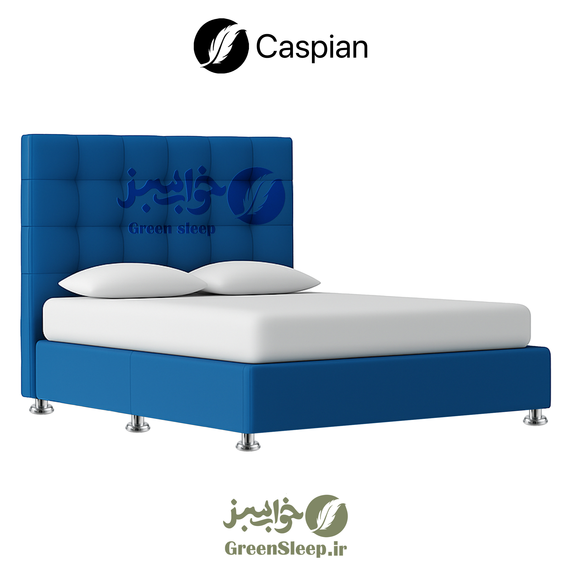 تخت باکس هتلی ثابت کاسپین اقتصادی سایز 120 سانت با تاج طرح مربع و اسکلت چوبی، رنگ‌های متنوع موجود در فروشگاه های خواب سبز