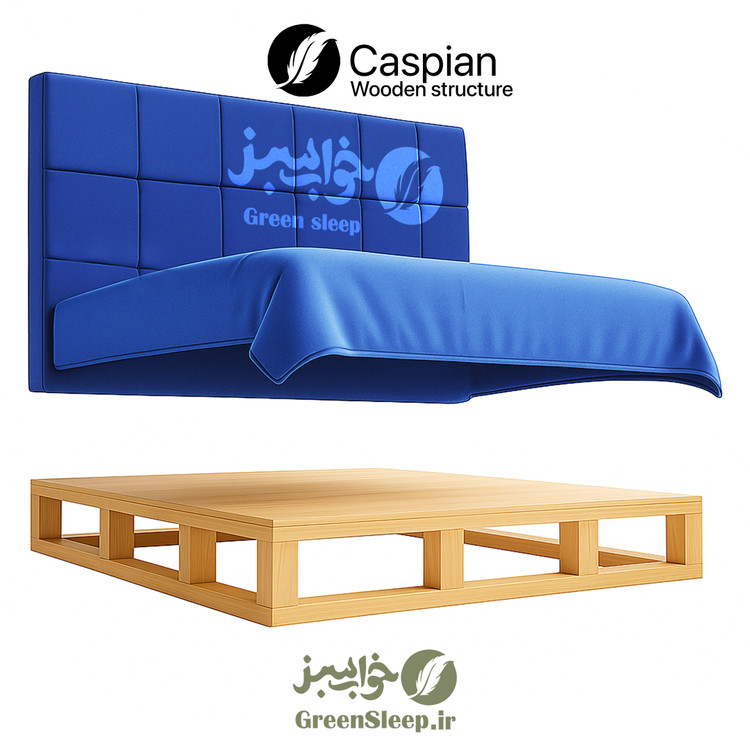 تخت باکس هتلی کاسپین یکنفره سایز 120 با اسکلت چوبی و ورق MDF،با رویه کوبی پارچه مبلی موجود در فروشگاه های خواب سبز