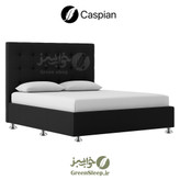 تخت باکس هتلی سایز 120 با کلاف چوبی و پوشش پارچهای مشکی، مناسب اتاق هتل و مهمانپذیر موجود در فروشگاه های خواب سبز