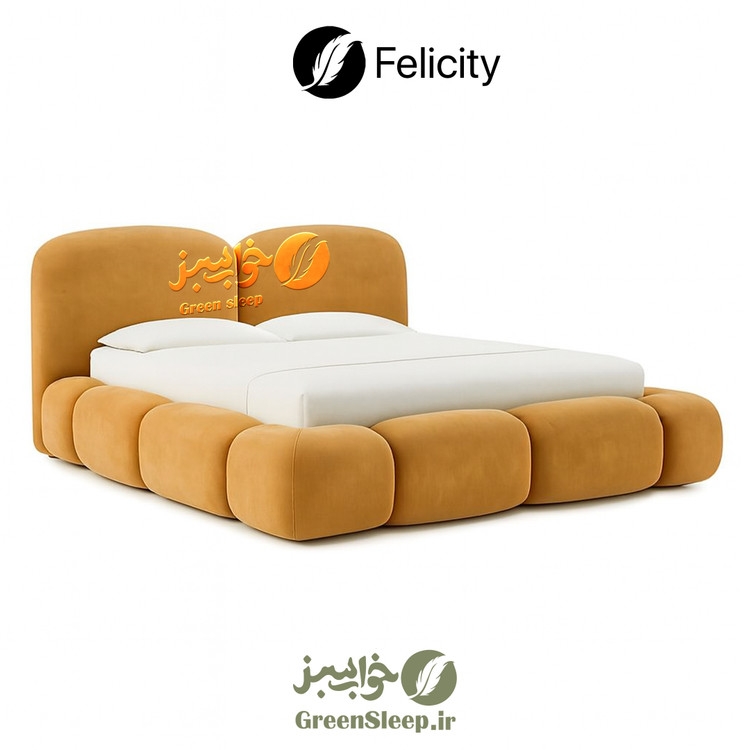 تخت خواب طرح تدی مدل فلیسیتی کرم تیره