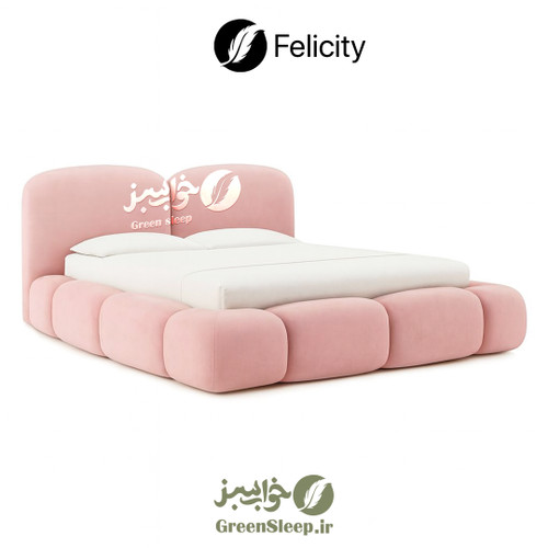 تخت خواب طرح تدی مدل فلیسیتی صورتی سایز 140 در 200