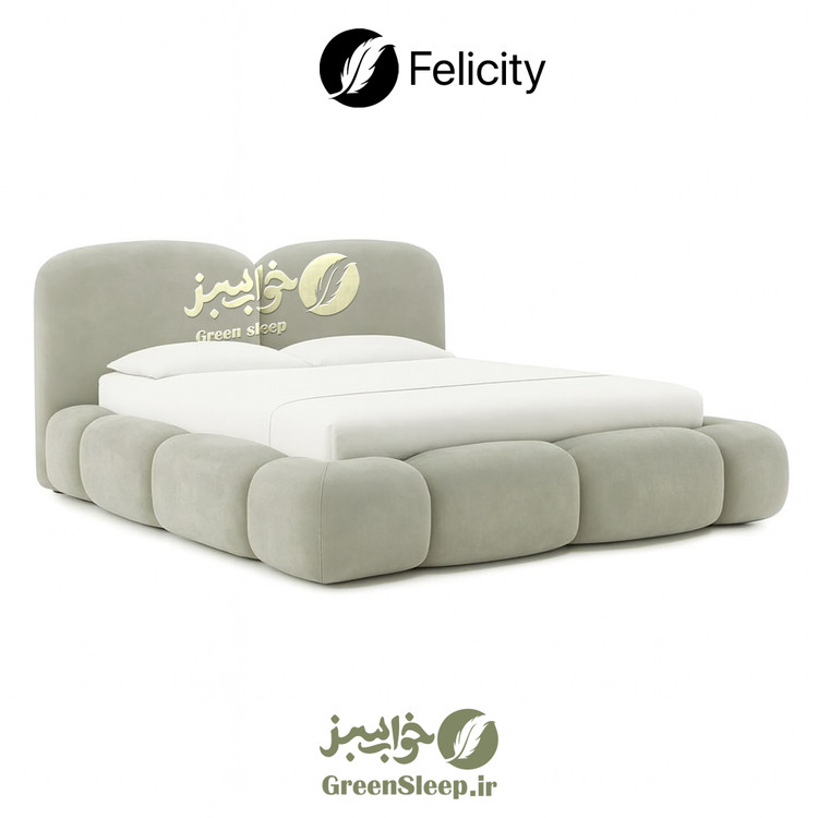 تخت خواب طرح تدی مدل فلیسیتی طوسی سایز 140 در 200
