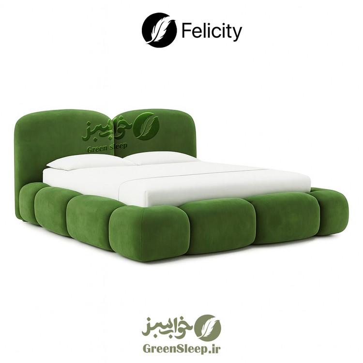 تخت خواب طرح تدی مدل فلیسیتی سبز سایز 140 در 200