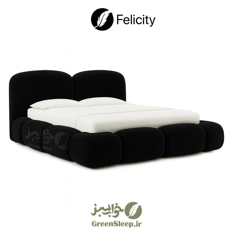 تخت خواب طرح تدی مدل فلیسیتی مشکی سایز 160 در 200