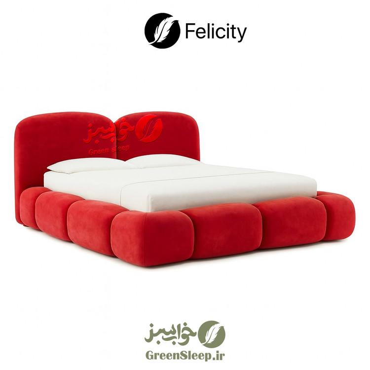 تخت خواب طرح تدی مدل فلیسیتی قرمز سایز 160 در 200