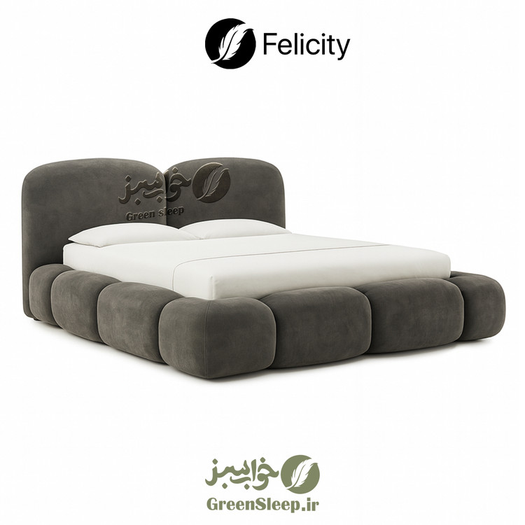 تخت خواب طرح تدی مدل فلیسیتی خاکستری سایز 180 در 200