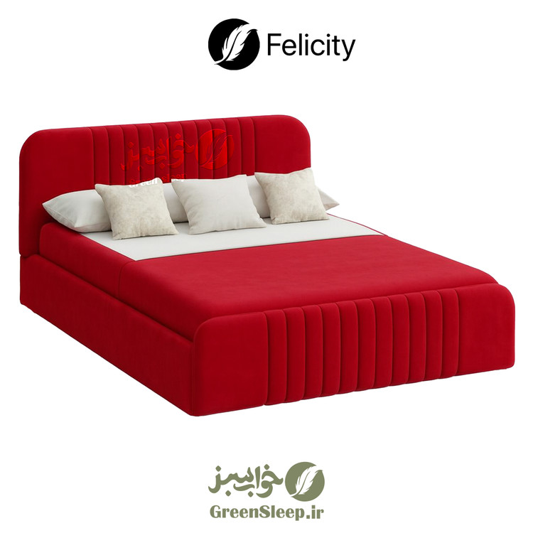 تخت خواب طرح لمسه مدل لیورا قرمز