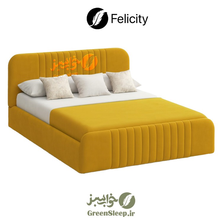 تخت خواب طرح لمسه مدل لیورا زرد