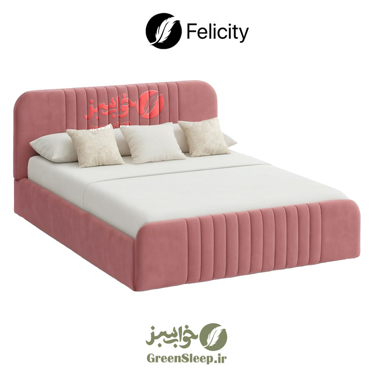 تخت خواب طرح لمسه مدل لیورا صورتی 120 در 200