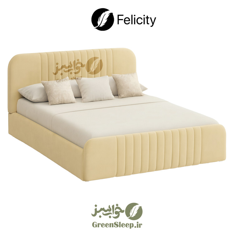 تخت خواب طرح لمسه مدل لیورا کرم 160 در 200