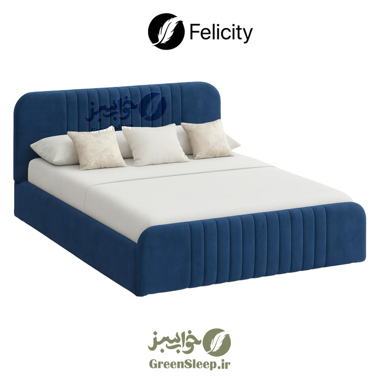 تخت خواب طرح لمسه مدل لیورا آبی 160 در 200