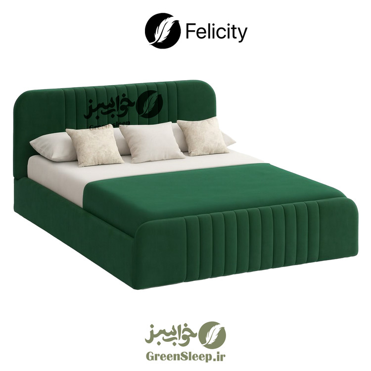 تخت خواب طرح لمسه مدل لیورا سبز 160 در 200