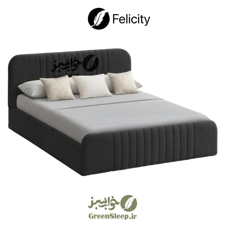 تخت خواب طرح لمسه مدل لیورا مشکی 160 در 200