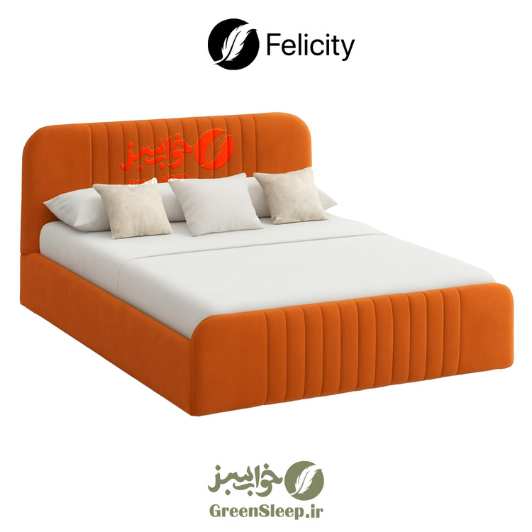 تخت خواب طرح لمسه مدل لیورا نارنجی 160 در 200