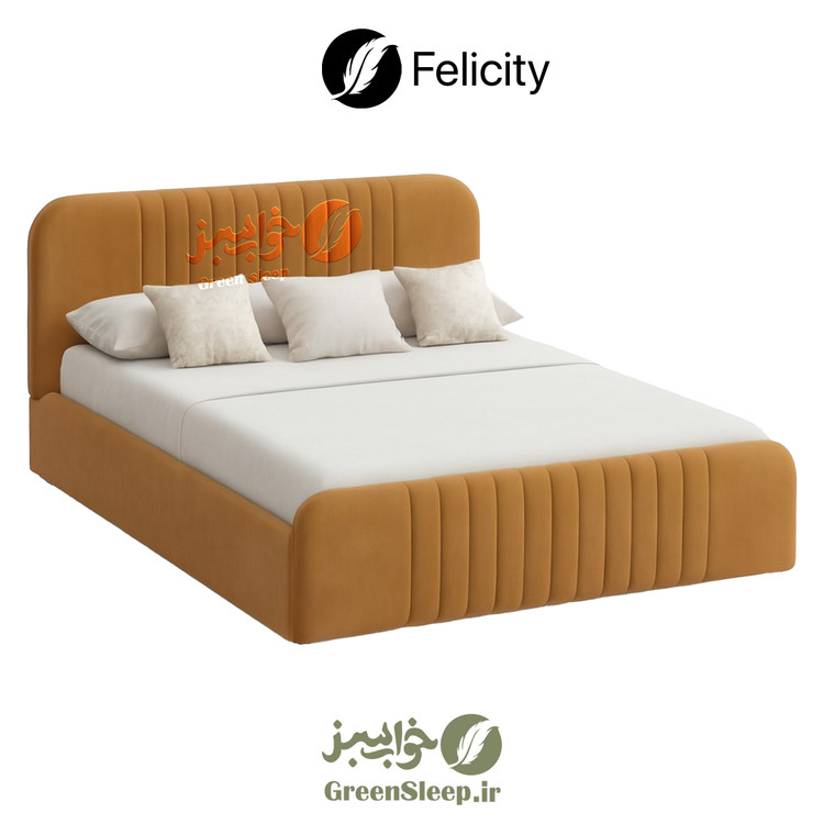 تخت خواب طرح لمسه مدل لیورا نسکافه ای 180 در 200