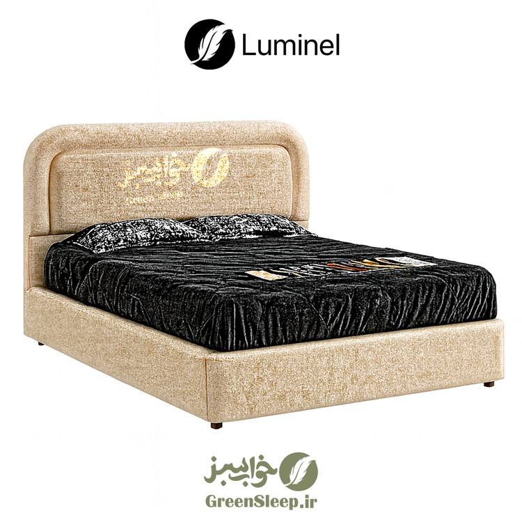 تخت خواب طرح لمسه مدل لومینل رنگ کرم سایز 140 در 200 سانتی متر