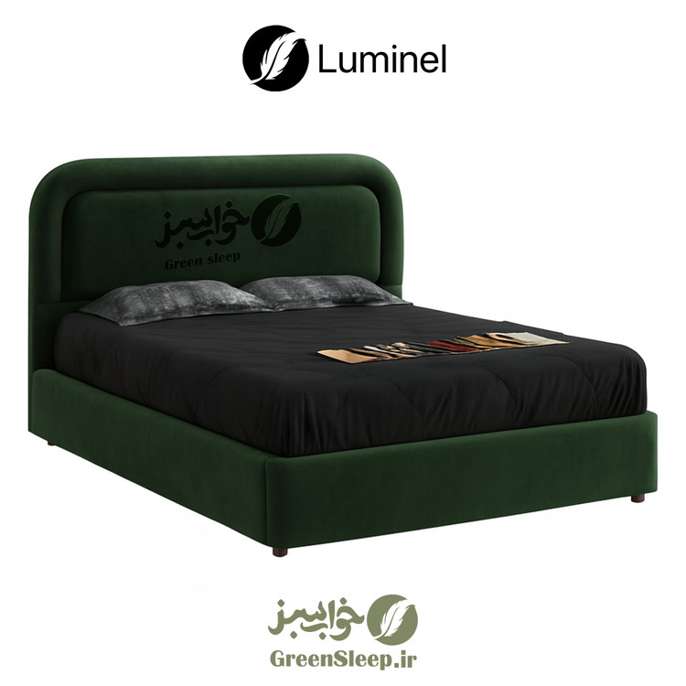تخت خواب طرح لمسه مدل لومینل رنگ سبز سایز 160 در 200 سانتی متر